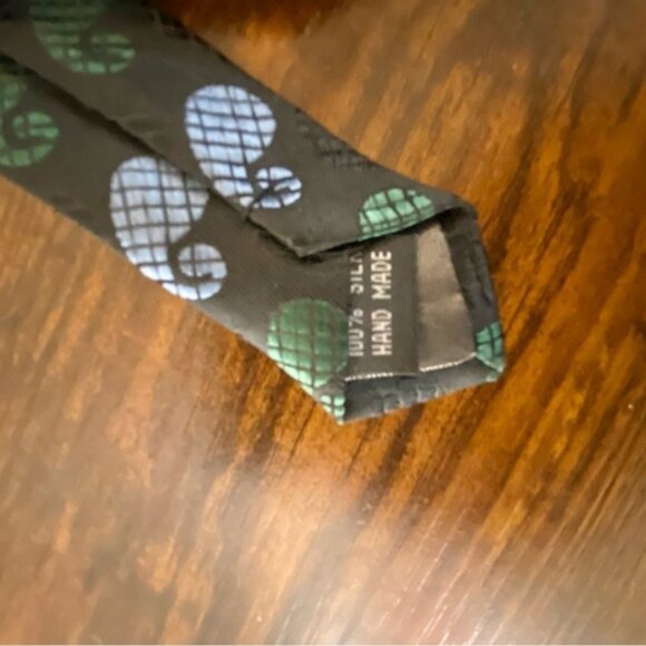 GIORGIO ARMANI Silk Neck Tie Black Green Blue Paisley Pattern Elegant - Picture 5 of 5